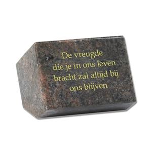 Gedenkartikelen Gedenksteen 8x11x8cm: De vreugde die je in ons leven bracht
