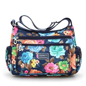 RUWB BAGS Landelijke stijl mode bloemen dames schoudertassen Europese en Amerikaanse stijl Vintage lichtgewicht ritsen Messenger Bags piek groene kleur