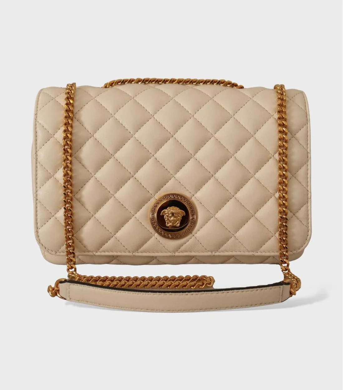 Versace Nappa leer medusa schoudertas beige