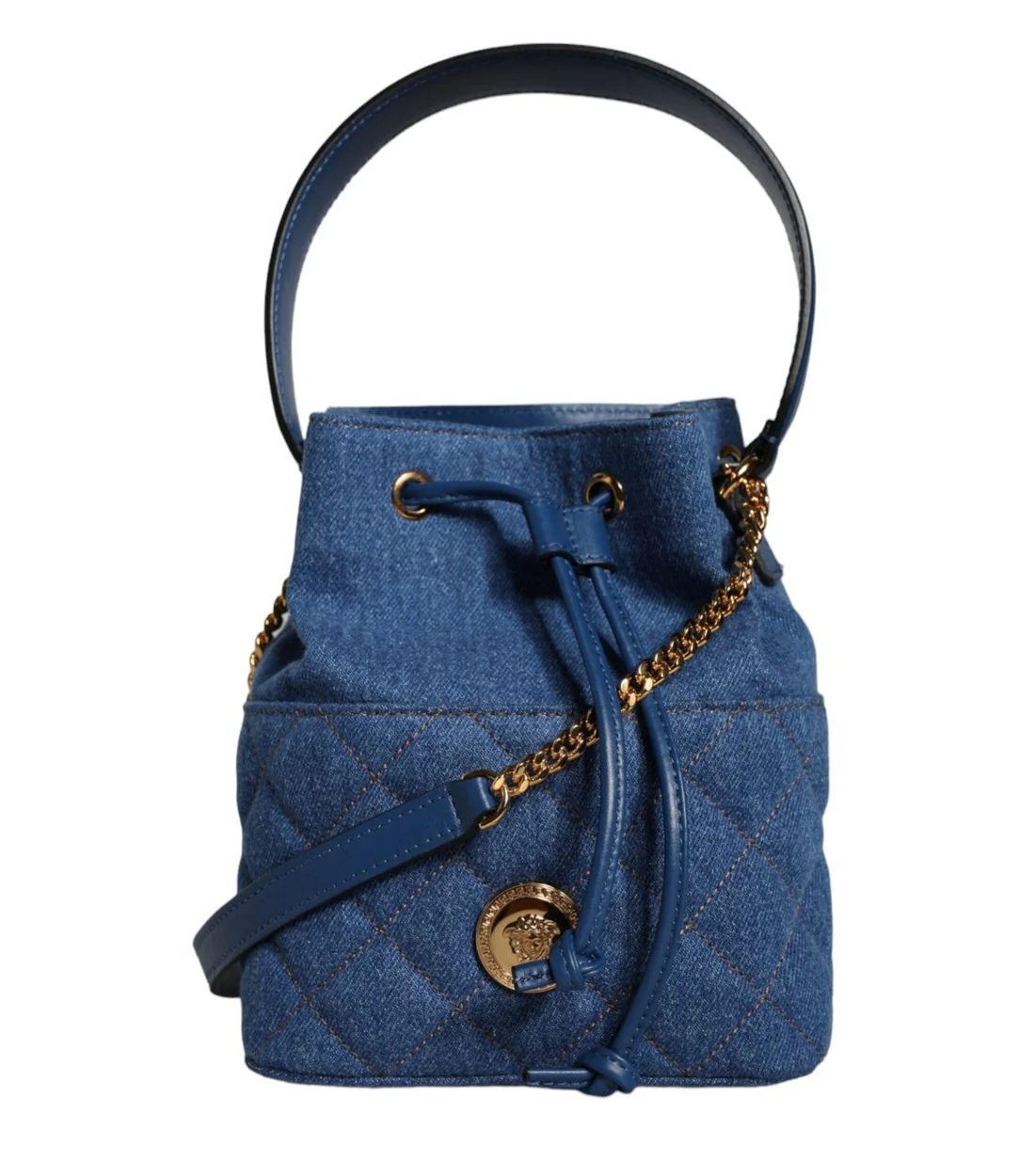 Versace Blauw leren schoudertas