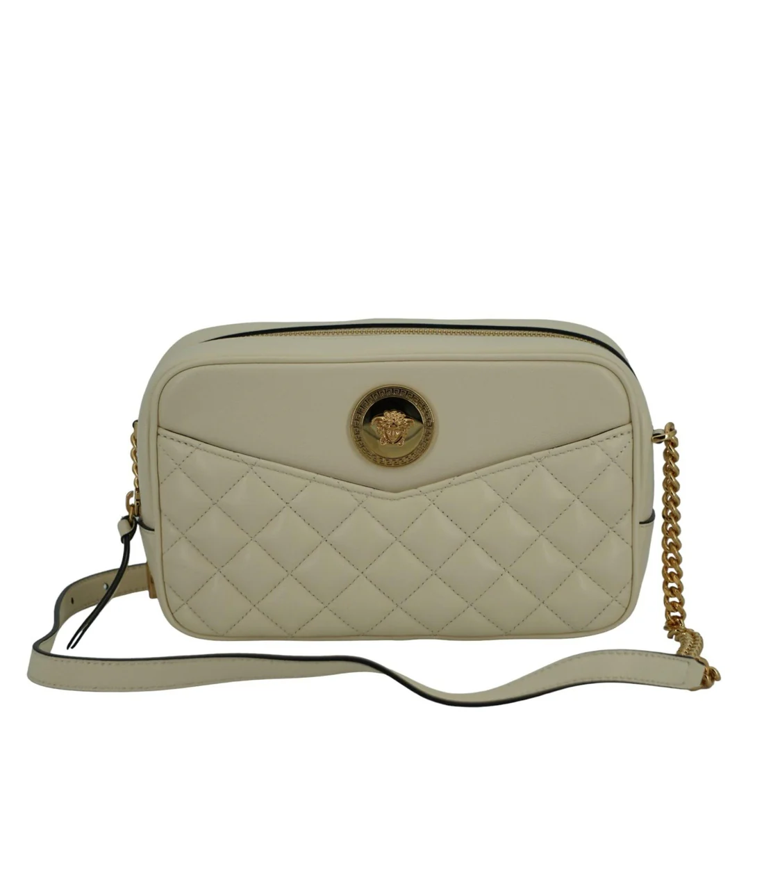 Versace Wit lamsleren medium schoudertas