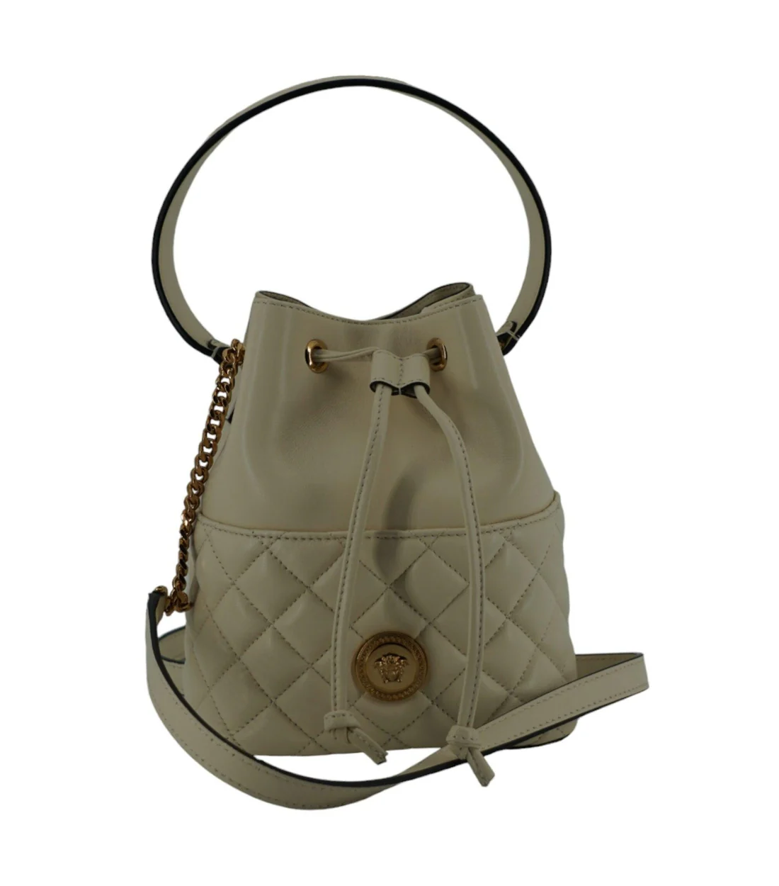Versace Wit lamsleren mini schoudertas