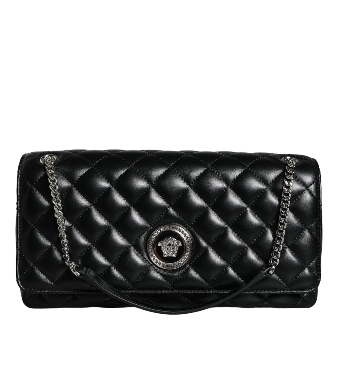 Versace Zwart lamsleren schoudertas