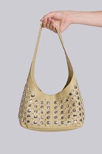 Jaded London Osmium Studded Leather Bag in Beige