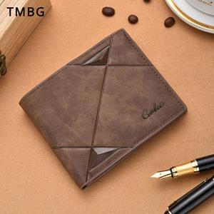 TongMeng Bag Supplies Gloednieuwe herenportemonnee, lange en korte stijlen naar keuze, mannelijke visitekaartjeshouder, retro mode, grote capaciteit, wisselzak, draagbare geldclips Short style zwart