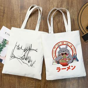 Aidegou15 Totoro Studio Ghibli Miyazaki Hayao Shopper Bag Anime Tassen Cartoon Print Boodschappentassen Eco Canvas Draagtas Pacakge Strandhandtas 24*26cm