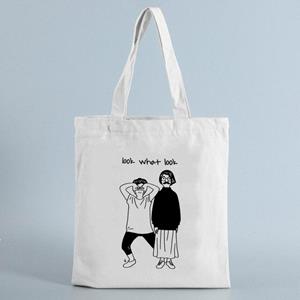 Iaidegou-2 Canvas schoudertas voor dames Cartoon karakter Patroon vrouwelijke zak winkelen Herbruikbare Eco-reis Tote tas Dames shopper handtas 24*26cm