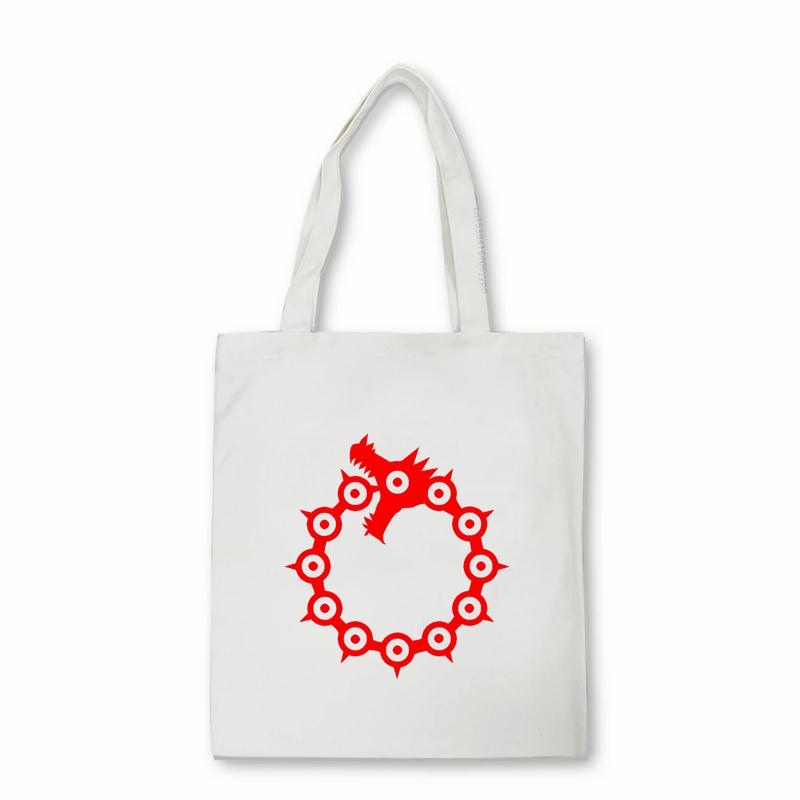 Aidegou17 Anime De Zeven Hoofdzonden Draak Print canvas tas Nanatsu geen Taizai mannen schoudertas WRATH Natuurlijke Selectie Logo Shopper tas 24*26cm