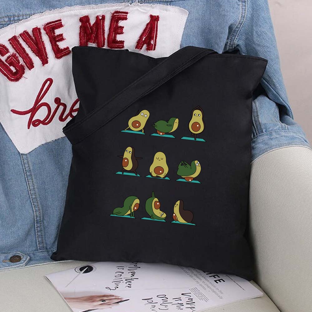 Aidegou19 Avocado Patroon Canvas Tas Shopper Tas Harajuku Grote Capaciteit Dames Tassen Klassieke Vintage Schoudertas Handtas 24*26cm