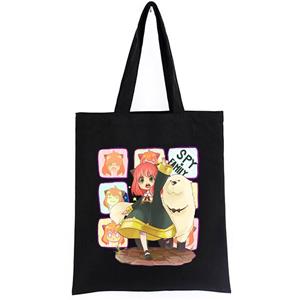 Aidegou19 Spy X Familie Grappige Art Lady Shopper Tas Vintage Stof Designer Luxeesthesie Grote Tiener Meisjes Tote Bag Leraar Cadeau 24*26cm beige