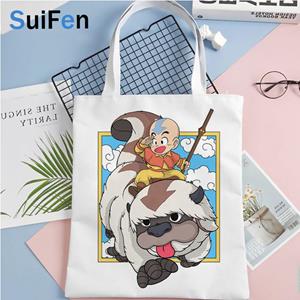 Aidegou30 avatar la leyenda de aang boodschappentas shopper bolsas de tela tote jute tas herbruikbare katoenen tas geweven ecobag jute herbruikbare grab 24*26cm
