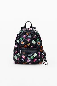 Desigual Kleine bloemenrugzak - BLACK