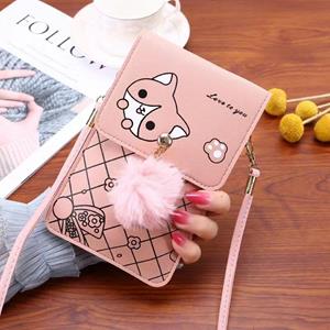 InsprerMe Mode portemonnee handtas cartoon telefoontas Sling Pouch tastbaar PU-leer paars