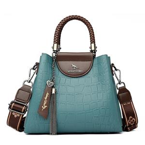 JINBAOSEN BAG 3 Layer Grote Capaciteit Vrouwen Casual Tote Bag 2023 Dames Merk Designer Steen Patroon Lederen Schoudertassen Vintage Handtassen 25cm 12cm 21cm zwart