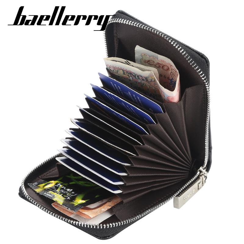 Baellerry Heren Kaarthouder Zip Type Portemonnee Mode PU Lederen Portefeuilles Visitekaarthouder 11cm*8cm*2cm blauw