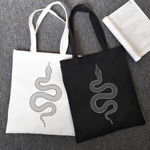 Aidegou17 Street snake canvas tas hiphop y2k anime dames schoudertassen casual punk grote capaciteit donkere shopper tas Vintage Goth damestas 24*26cm