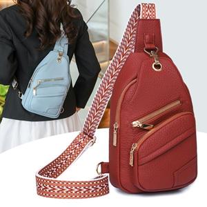 JINBAOSEN BAG Nieuwe modieuze enkele schoudertas voor dames, zachte leren gekleurde schouderband, effen kleur, rugzak voor dames, borsttas voor dames