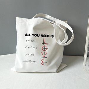 Aidegou32 Chemie Tote Bag Canvas All You Need Is Love Wiskunde Grafische Mode Reis Opbergtas Grappige Geek Handtas Schouder Totebag 24*26cm