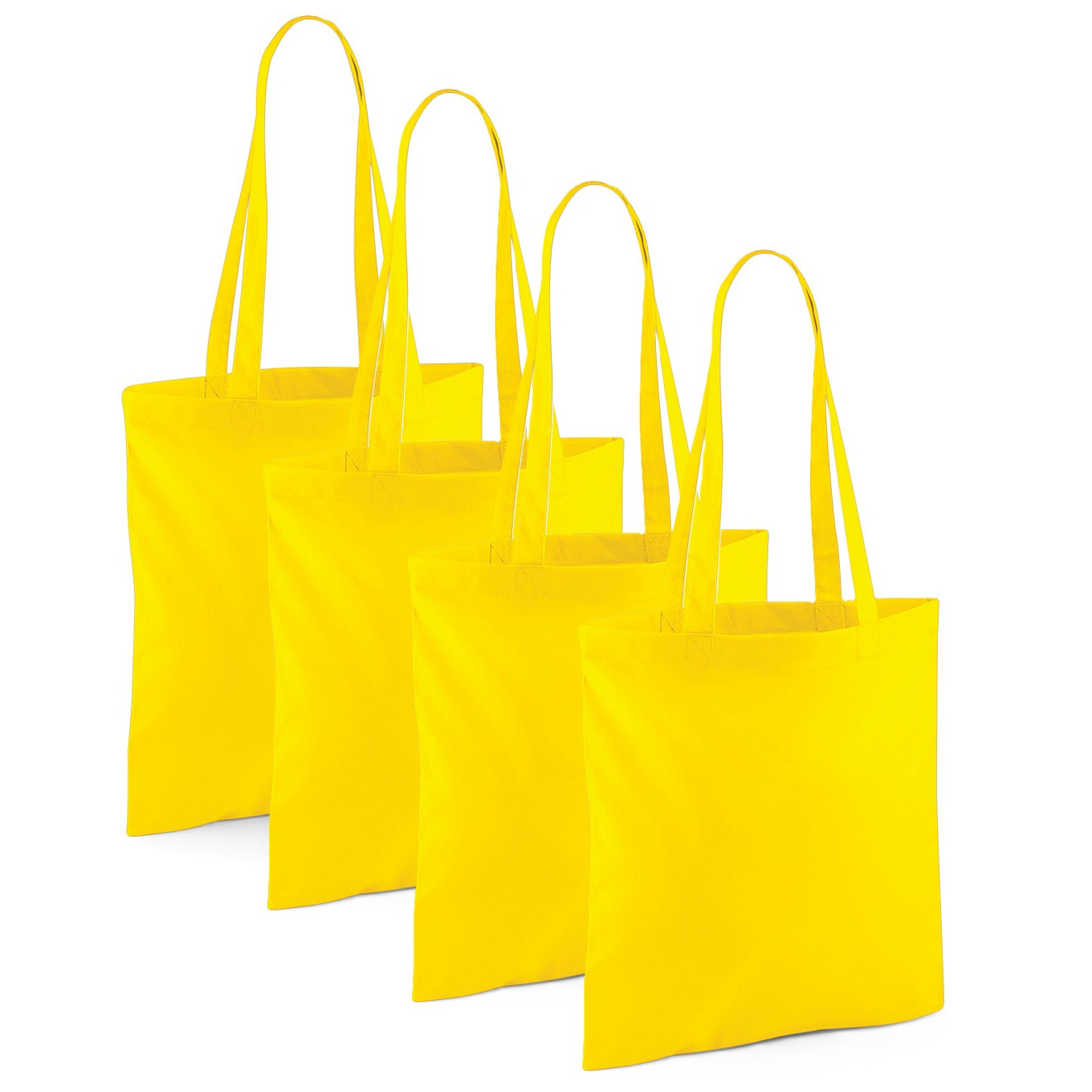 Merkloos Draagtasje met hengsels - 4x - geel - x cm - katoen - 10 liter - boodschappen - gymtas -