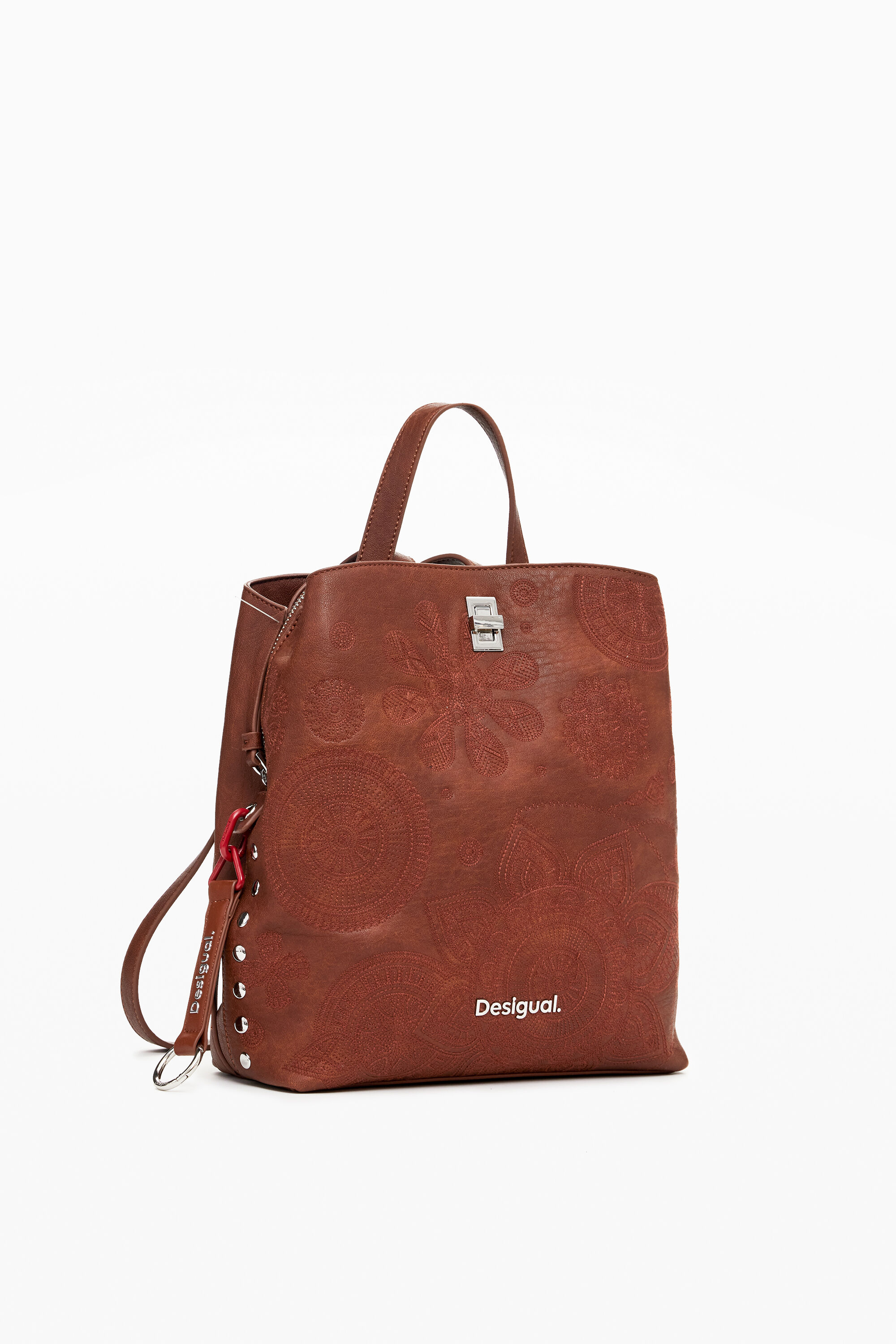 Desigual Bloemen geborduurde rugzak - BROWN