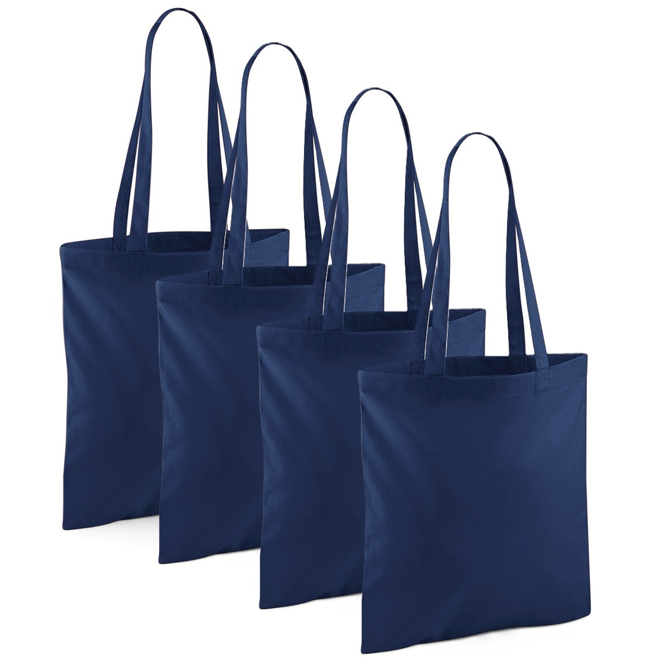 Merkloos Draagtasje met hengsels - 10x - donkerblauw - x cm - katoen - 10 liter - boodschappen - gymtas -