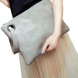 Yogodlns effen dames clutch tas lederen envelop avondhandtas 33cm*3cm*23cm bruin