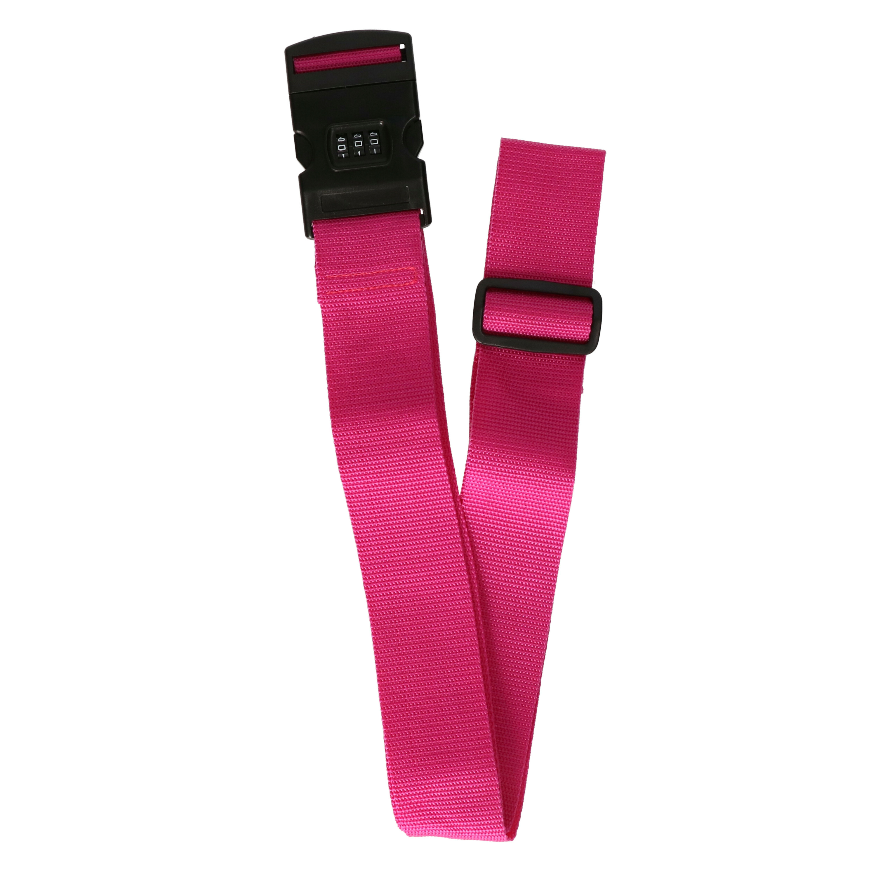 Bellatio Design Bagageriem - roze - kofferriem met cijferslot - 200 x 6 cm - verstelbaar -