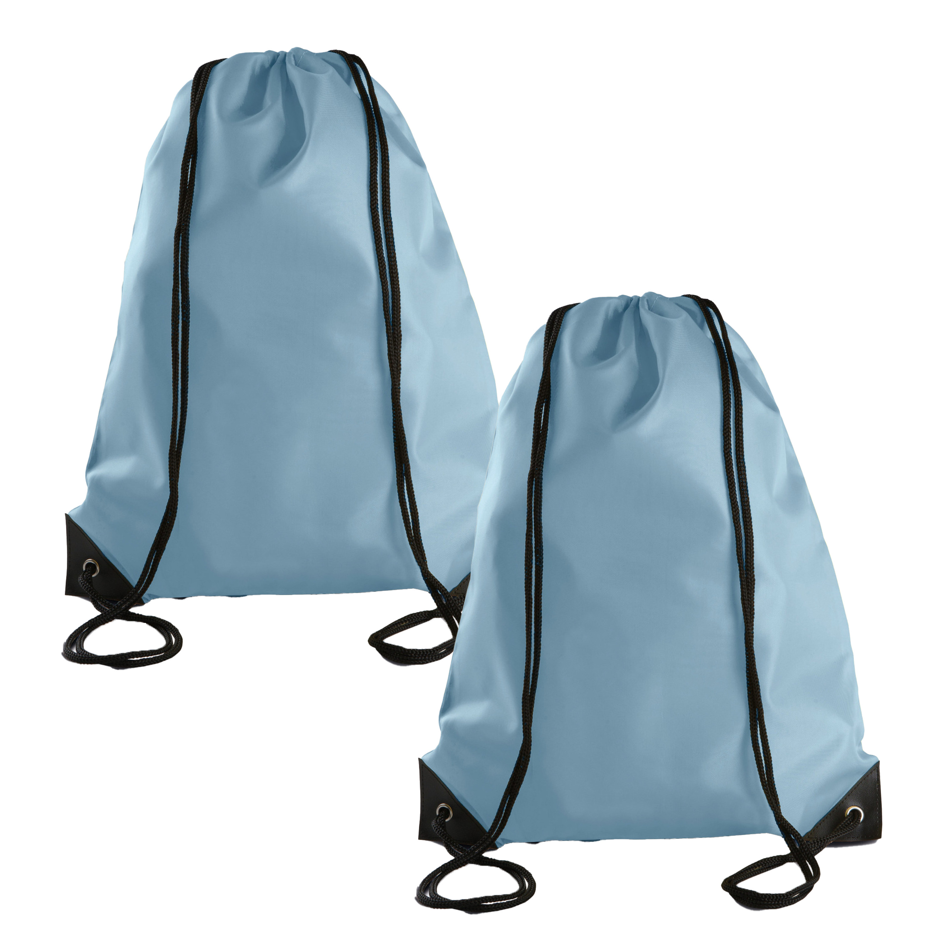 Sport gymtas/draagtas met rijgkoord - 2x - lichtblauw - x cm - polyester - verstevigde hoeken -