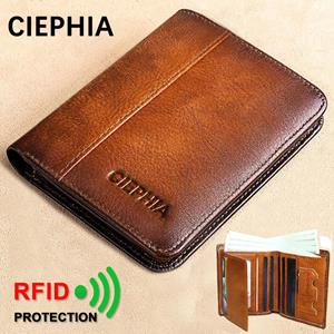 Leather Fashion Bags 1pc heren lederen tweevoudige portemonnee, met ID-venster RFID-blokkerende toplaag koeienhuid portemonnee, multifunctionele creditcardhouder cadeau voor hem zwart