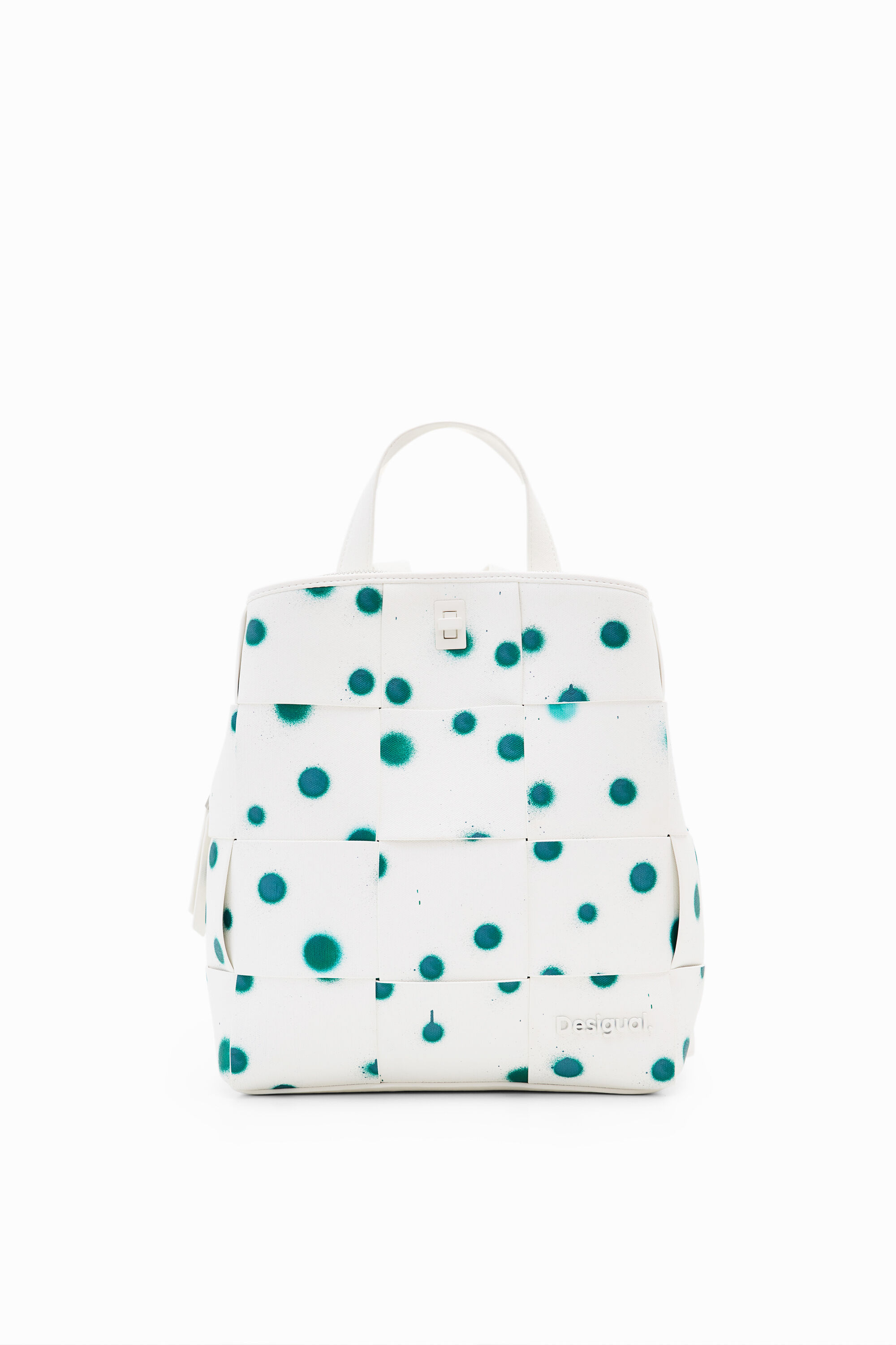 Desigual Gevlochten rugzak druppels S - WHITE