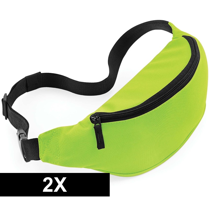 Bagbase 2x Heuptasjes/buideltasjes limegroen cm -