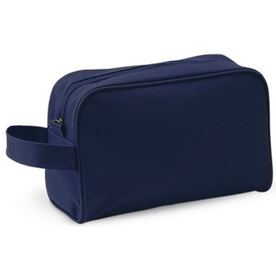 Merkloos Toilettas/make-up tas met handvat - donkerblauw - 21 x 14 x 10 cm - kind/volwassenen - Reis -