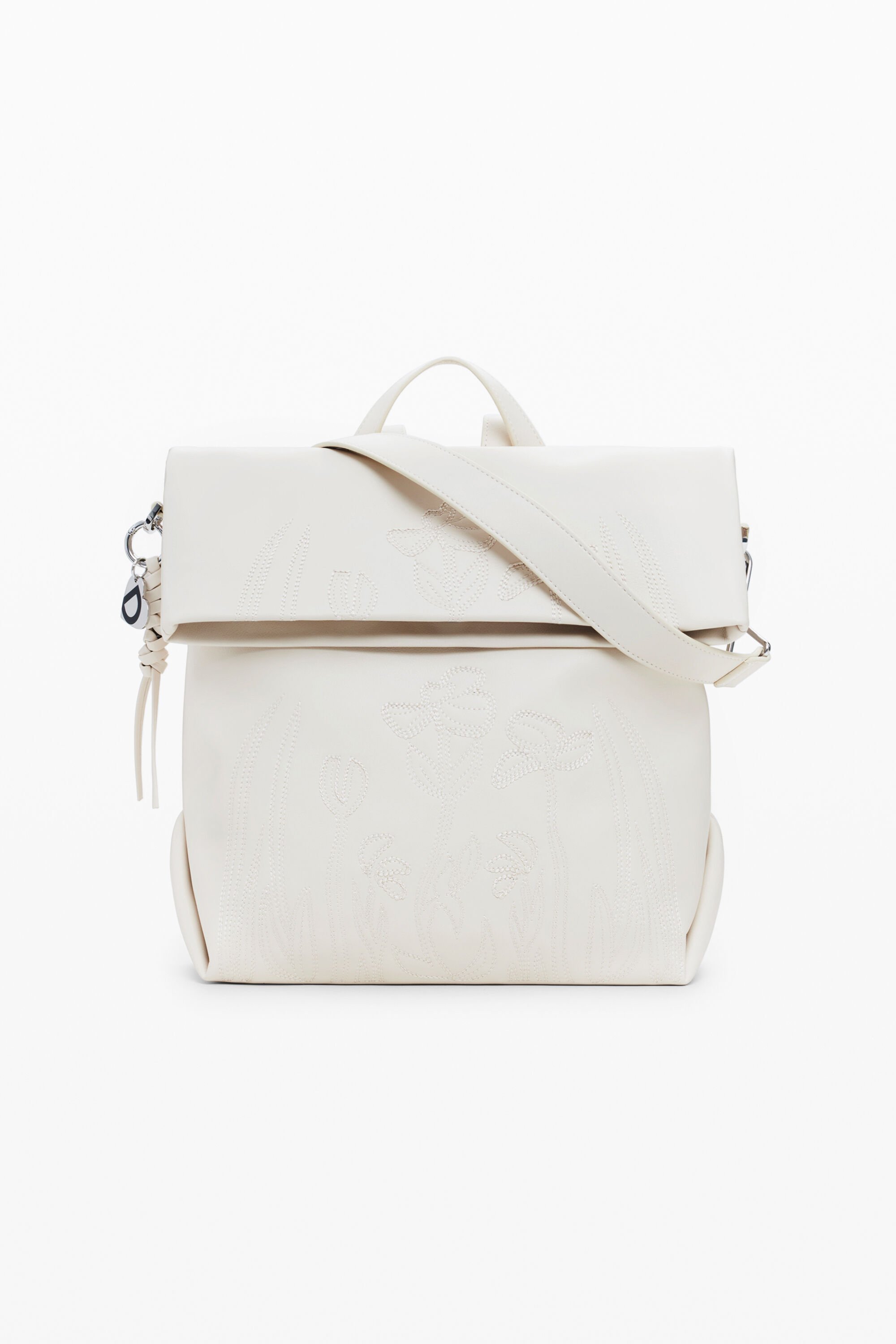 Desigual Middelgrote rugzak met chromen flap - WHITE