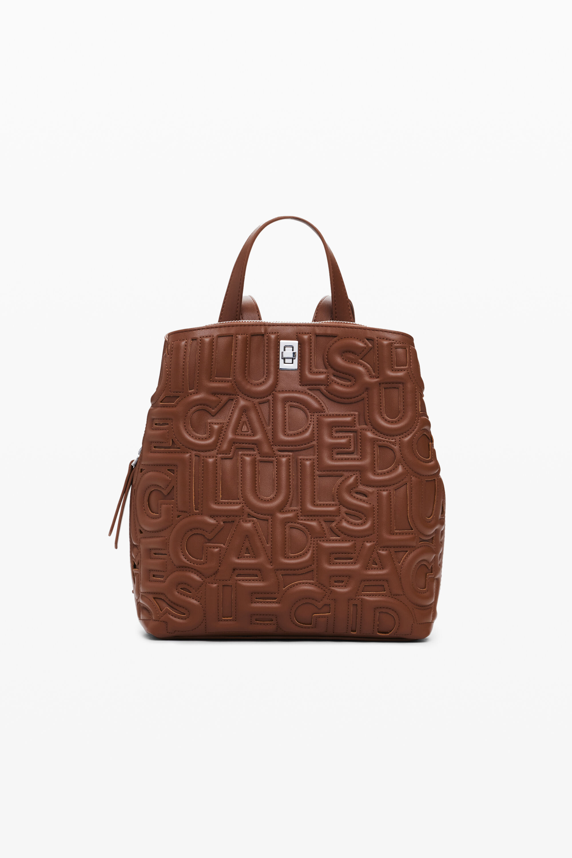 Desigual Middelgrote rugzak met uitgesneden letters - BROWN