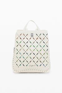 Desigual Middelgrote rugzak met perforaties en studs - WHITE