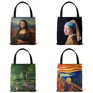 Lisa Accessory Damestas met handgreep De wereldberoemde schilderijenserie Print Canvas tas Lichtgewicht schoudertas Handtas