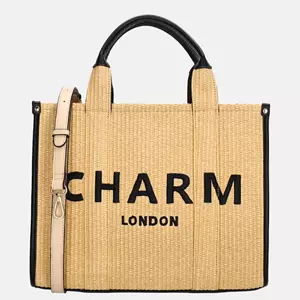Charm London Raffia handtas M zand