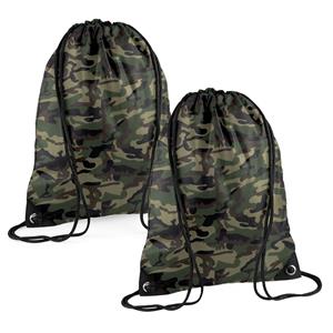 Bagbase Sport gymtas in jungle camouflage - 2x - met rijgkoord - 45 x cm - 12 liter -