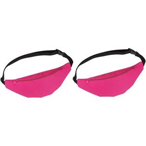 Merkloos 2x Heuptasjes/buideltasjes/fanny packs roze 35 cm -