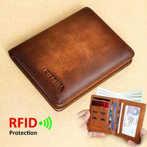 SANDFOX FASHION 1pc Heren Echt Lederen Portemonnee Met ID-kaart Venster, Toplaag Koeienhuid Vintage Multifunctionele Portemonnee, Ideaal Cadeau Voor Mannen bruin