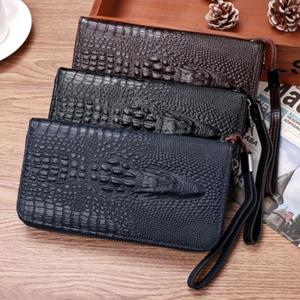Xiaoianping with Wrist Strap Long Wallet Multi-function Waist Bag Luxury Coin Purse  Male zwart