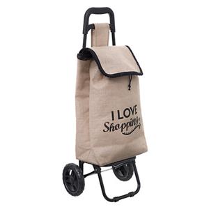 5five Boodschappentrolley Shopping - jute beige - x 28 x 91 cm - 33 liter - extra groot -