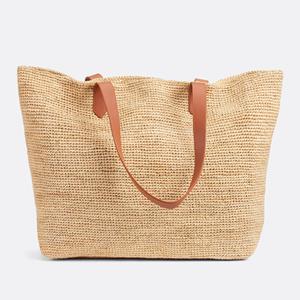 LA REDOUTE COLLECTIONS Boodschappentas van raffia met leren handvatten