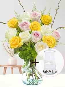 Surprose Voorjaarsboeket + gratis glasvaas Evita