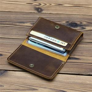 Niubest Vintage Crazy Horse lederen creditcardhouder portemonnee heren echte koeienhuid slanke ID VIP-kaarten tassen kleine wisselmunten bruin