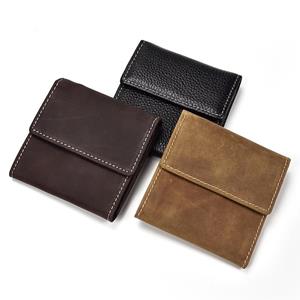 Niubest Heren portemonnee van toplaag koeienhuid Crazy Horse lederen retro korte portemonnee ID-houder creditcardtas zwart