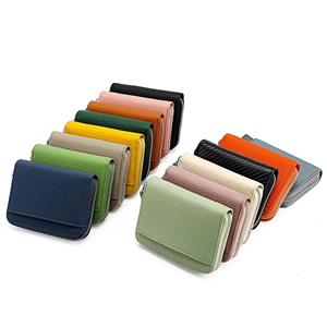 Niubest Echt leer Japanse stijl orgelkaart portemonnee voor dames RFID Anti-diefstal ID-kaarthouder Sleutelmuntzakje Rits Creditcards Portemonnee zwart