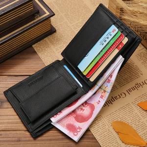 Dream shoe edge 100% Echt Lederen Heren Portemonnees Premium Product Echt Koeienhuid Portemonnees voor Mannen Kort Zwart Walet Portefeuille Homme zwart