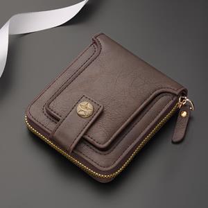 Sports Trend Bag Heren korte multi-card slot verborgen gesp rits geld portemonnee retro eenvoudige multifunctionele portemonnee One Size donkere koffiekleur