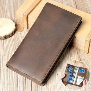 Sports Trend Bag Crazy Horse Leather Heren Lange Portemonnee Hoofdlaag Koeienhuid Eenvoudige Zakelijke Portemonnee Heren Echt Leren Portemonnee koffie
